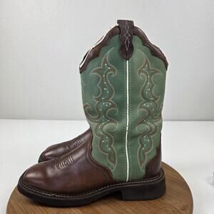 Justin Gypsy Boots Womens Size 7.5 B Brown Green Leather Western Cowboy L2904
